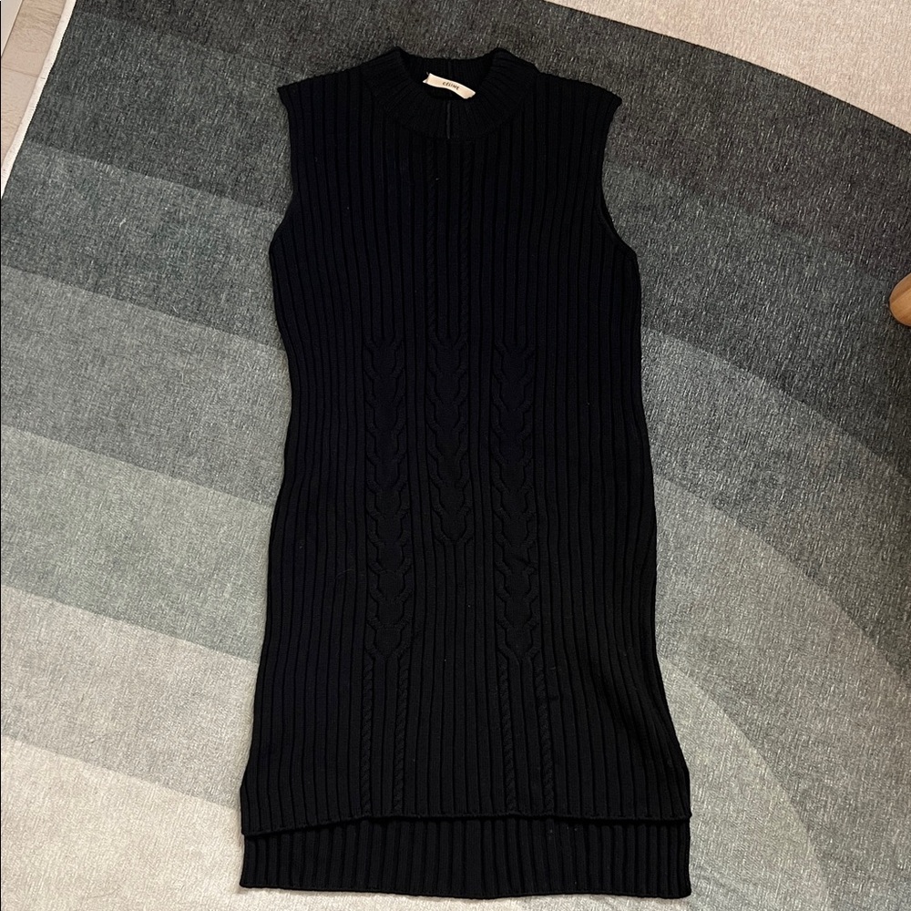 Celine Vintage Sleeveless Black Midi Dress 100% Wool